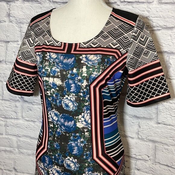 Jealous Tomato Mixed Print Short Sleeve Bodycon Dress Size Medium - Picture 3 of 12